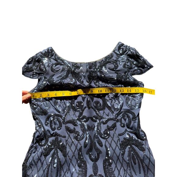 Adrianna Papell Navy Sequined Cocktail Dress - Size 4 - Picture 7 of 15